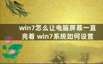 win7怎么让电脑屏幕一直亮着 win7系统如何设置